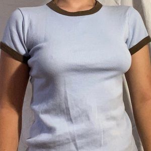 Brandy Melville “Hailie” Brown&Baby Blue Top